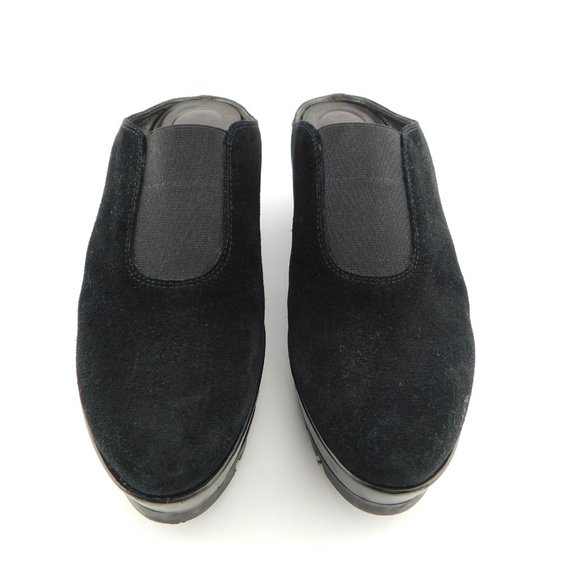 DONALD J PLINER Black Suede Leather Platform Wedge Slide Mules 7.5 - Picture 2 of 8